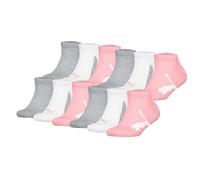 PUMA Kinder Sneakersocken, 12er Pack - BWT Sneaker 12P, Logos, einfarbig Grau/Weiß/Rosa 35-38
