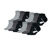 PUMA Kinder Sneakersocken, 12er Pack - BWT Sneaker 12P, Logos, einfarbig Schwarz/Grau 39-42