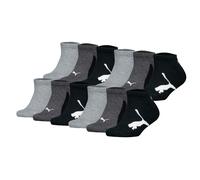PUMA Kinder Sneakersocken, 12er Pack - BWT Sneaker 12P, Logos, einfarbig Schwarz/Grau 39-42