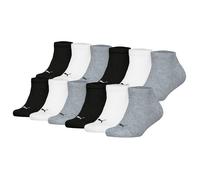 PUMA Kinder Sneakersocken, 12er Pack - Plain Sneaker 12P, Logo, einfarbig Schwarz/Weiß/Grau 39-42
