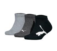 PUMA Kinder Sneakersocken, 3er Pack - BWT Sneaker 3P, Logos, einfarbig Schwarz/Grau 27-30