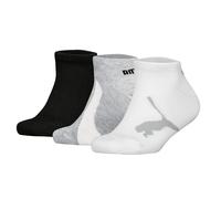 PUMA Kinder Sneakersocken, 3er Pack - BWT Sneaker 3P, Logos, einfarbig Schwarz/Weiß/Grau 31-34