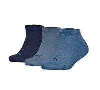 PUMA Kinder Sneakersocken, 3er Pack - Plain Sneaker 3P, Logo, einfarbig Denim Blau 39-42