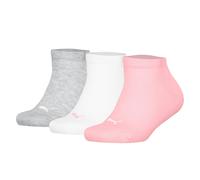 PUMA Kinder Sneakersocken, 3er Pack - Plain Sneaker 3P, Logo, einfarbig Grau/Weiß/Rosa 27-30