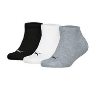 PUMA Kinder Sneakersocken, 3er Pack - Plain Sneaker 3P, Logo, einfarbig Schwarz/Weiß/Grau 39-42