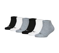 PUMA Kinder Sneakersocken 6er Pack - Plain Sneaker ECOM 6P, Logo, einfarbig Schwarz/Weiß/Grau 31-34