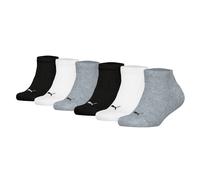 PUMA Kinder Sneakersocken 6er Pack - Plain Sneaker ECOM 6P, Logo, einfarbig Schwarz/Weiß/Grau 35-38