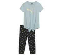 PUMA Kurzarm-T-Shirt und Capri-Leggings für Mädchen, Türkis Aqua, Large