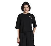 PUMA Leo Luxe Damen-T-Shirt, kurzärmelig, Schwarz, Schwarz , Medium