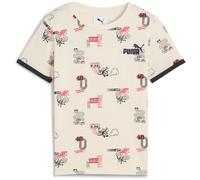 T-Shirt PUMA "LITTLE RUNNERS AOP TEE PS", Kinder, Gr. 122, weiß (alpine snow), Jersey, Obermaterial: 100% Baumwolle, unifarben, sportlich, regular fit normal, Rundhals, Kurzarm, Shirts (48219765-122)