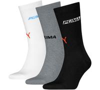 Socken PUMA "PUMA UNISEX LOGO STACKING CREW SOCK", Damen, Gr. 39-42, bunt (schwarz, grau, weiß), Obermaterial: 63% Baumwolle, 24% Polyester, 9% Polyamid, 4% Elasthan, Socken Socken (59431731-39) schwa