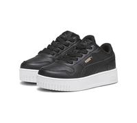 Sneaker PUMA "Carina Street Sneakers Mädchen", Mädchen, Gr. 33, schwarz-weiß (schwarz rose gold weiß metallic), Obermaterial: Synthetik, Leder; Futter: Textil; Innensohle: Textil; Laufsohle: Gummi, Sc