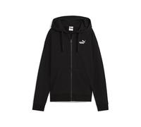 Sweatjacke PUMA "ESS Small No. 1 Logo Comfort Hoodie mit durchgehendem", Damen, Gr. XL, schwarz, Obermaterial: 68% Baumwolle, 32% Polyester; Kapuzenfutter: 100% Baumwolle; Rippe: 3% Elasthan, 97% Baum