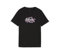 T-Shirt PUMA "ESS NATURE 20 GRAPHIC TEE G", Mädchen, Gr. 140, schwarz (puma schwarz), Jersey, Obermaterial: 100% Baumwolle, geblümt, regular fit normal, Rundhals, Shirts T-Shirt, Regular Fit, Kurzarm,