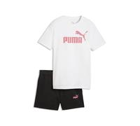 PUMA Mädchen Essentials No.1 Logo T-Shirt und Shorts Set 128, White Wild Pink
