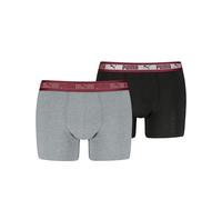 Boxershorts PUMA "PUMA MEN CHROMATIC WAISTBAND BOXERS 2P", Herren, Gr. S, schwarz (grau, schwarz, burgundy), Single Jersey, Obermaterial: 95% Baumwolle, 5% Elasthan, körpernah, Unterhosen, elastischer