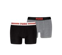 PUMA Men's Everyday Placed Logo Boxer, mid Grey Melange/orange, M (2er Pack)