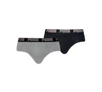 Puma Herren Slips Everyday – 2er Pack, Grau Melange/Schwarz, S, 95% Baumwolle, breiter Logobund