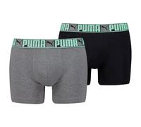 PUMA Men Logo Block Elastic Boxers 2P Mint Jelly/Grey Melange - M