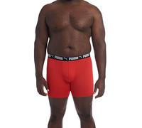 PUMA Men's Big & Tall 3 Pack Athletic Fit Boxer Briefs, Black/High Risk Red, 2X