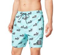 PUMA Mens Men's No. 1 Logo All-Over-Print Mid Shorts Swim Trunks, Blue/Black, XL