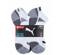 Puma Mens No show Sport Socks, Moisture Control, Arch Support (8 Pair) (Regular Shoe Size: 6-12, White)