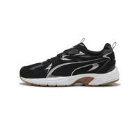 Sneaker PUMA "Milenio Tech Sneakers Erwachsene", Gr. 40, silber (schwarz silber dusky gray metallic), Obermaterial: Textil, Kuhleder, Synthetik; Futter: Textil; Innensohle: Textil; Laufsohle: Gummi, S