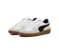 Sneaker PUMA "PALERMO LTH JR", Mädchen, Gr. 36, puma weiß, vapor gray, gum, Leder, unifarben, Schuhe Sneaker, mit leicht profilierter Gummisohle, mit Schnürung, sportlicher Stil (36006337-36) puma wei