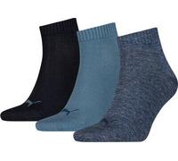 PUMA Plain Quarter-Socken 3er-Pack Denim Blue - Gr. - 36.5