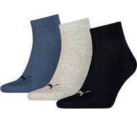 PUMA Plain Quarter-Socken 3er-Pack Navy/grey/nightshadow Blue - Gr. - 40.5