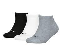 PUMA Kinder Sneakersocken Plain Sneaker 3P, 3er Pack, Logo, Schwarz/Weiß/Grau, Größe 31-34