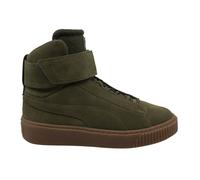 Puma -Plattform mit mittlerem Ow -Gurt Leder Schnürung Grüne Frauen Trainer 364588 01 EU 37 / UK 4