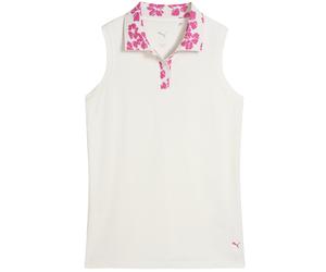 Puma Polo Modalon Floral Rib, ärmellos, weiss/pink weiß