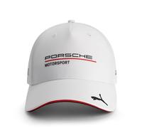 PUMA Porsche Motorsport Team Cap mit gebogenem Schirm und Porsche Motorsport sowie Sponsorenlogos, inklusive Logo auf dem Schirm - Weiß - Einheitsgröße