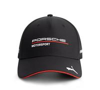 PUMA Porsche Motorsport Team Cap mit gebogenem Schirm und Porsche Motorsport sowie Sponsorenlogos, inklusive Logo auf dem Schirm - Schwarz - Einheitsgröße