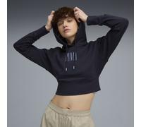 Hoodie PUMA "Premium Essentials Relaxed Graphic Hoodie Damen", Damen, Gr. XS, blau (new navy blau), 100% Baumwolle, relaxed fit, Langarm, Sweatshirts (51426810-XS) new navy blau