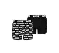 Boxershorts PUMA "PUMA BOYS EVERYDAY LOGO PRINT BOXERS 2P", Jungen, Gr. 170/176, schwarz (schwarz, bedruckt), Jersey, Obermaterial: 95% Baumwolle, 5% Elasthan, bedruckt, unifarben, normal, Unterhosen,