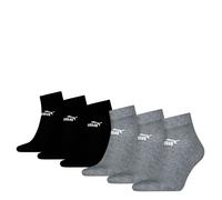PUMA Unisex Quarter Socken Sneaker knöchelhoch für Damen Herren 6er Pack, Farbe:003 -grey/black, Socken & Strümpfe:43-46