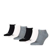PUMA Unisex Sneakersocken, 6er Pack - Sneaker Plain ECOM 6P, Logo, einfarbig Schwarz/Weiß/Grau 47-49