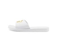 PUMA Purecat Unisex Slide Sandal , Puma White Puma Team Gold, 49.5 EU