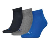 Puma Quarter-Socken Unisex – 3er-Pack, Blau/Grau Melange, Gr. 47/49