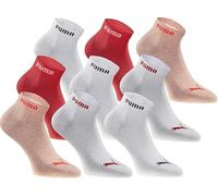18 Paar PUMA Quarter-Socken aus weichem Baumwoll-Mix Sneaker-Socken Kurz-Socken Baumwoll-Socken Strümpfe 100003912 4692 Pfirsich/Korallen-Rot/Weiß 39/42