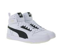 PUMA Rebound Game Herren Echtleder-Schuhe Damen Hi-Top Sneaker im Basketball Design mit Softfoam 385839 01 Weiß/Schwarz 42
