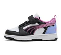 PUMA Rebound V6 Lo Jelly Heaven AC+ Sneaker mit Klettverschluss Mädchen 02 - PUMA white/PUMA black/intense lavender 32.5