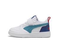 PUMA Rebound V6 Low Run Fun Sneakers Kinder, Schuhe, Weiß/Tropical Blau/Clyde Royal, 33 White