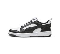 Sneaker PUMA "Rebound V6 Low Sneakers Erwachsene", Damen, Gr. 38,5, schwarz-weiß (weiß schwarz), Obermaterial: Textil, Synthetik. Futter: Textil. Innensohle: Textil. Laufsohle: Gummi, Schuhe Sneaker (