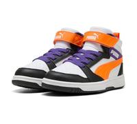 PUMA Rebound V6 MID AC+ PS Sneaker, White-ORANGE GLO Black, 21 EU