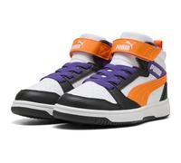 PUMA Rebound V6 Mid AC+ Sneaker Kinder 34 - PUMA white/orange glo/PUMA black 35