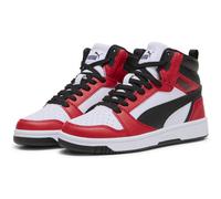 PUMA Unisex Kinder Rebound V6 Mid Jr Sneaker, Puma White Puma Black For All Time Red, 38 EU