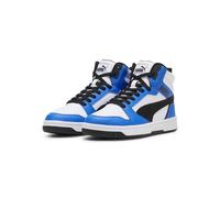 Puma Unisex Kinder Rebound V6 Mid Jr Sneaker, Puma White Puma Black Racing Blue, 37 EU